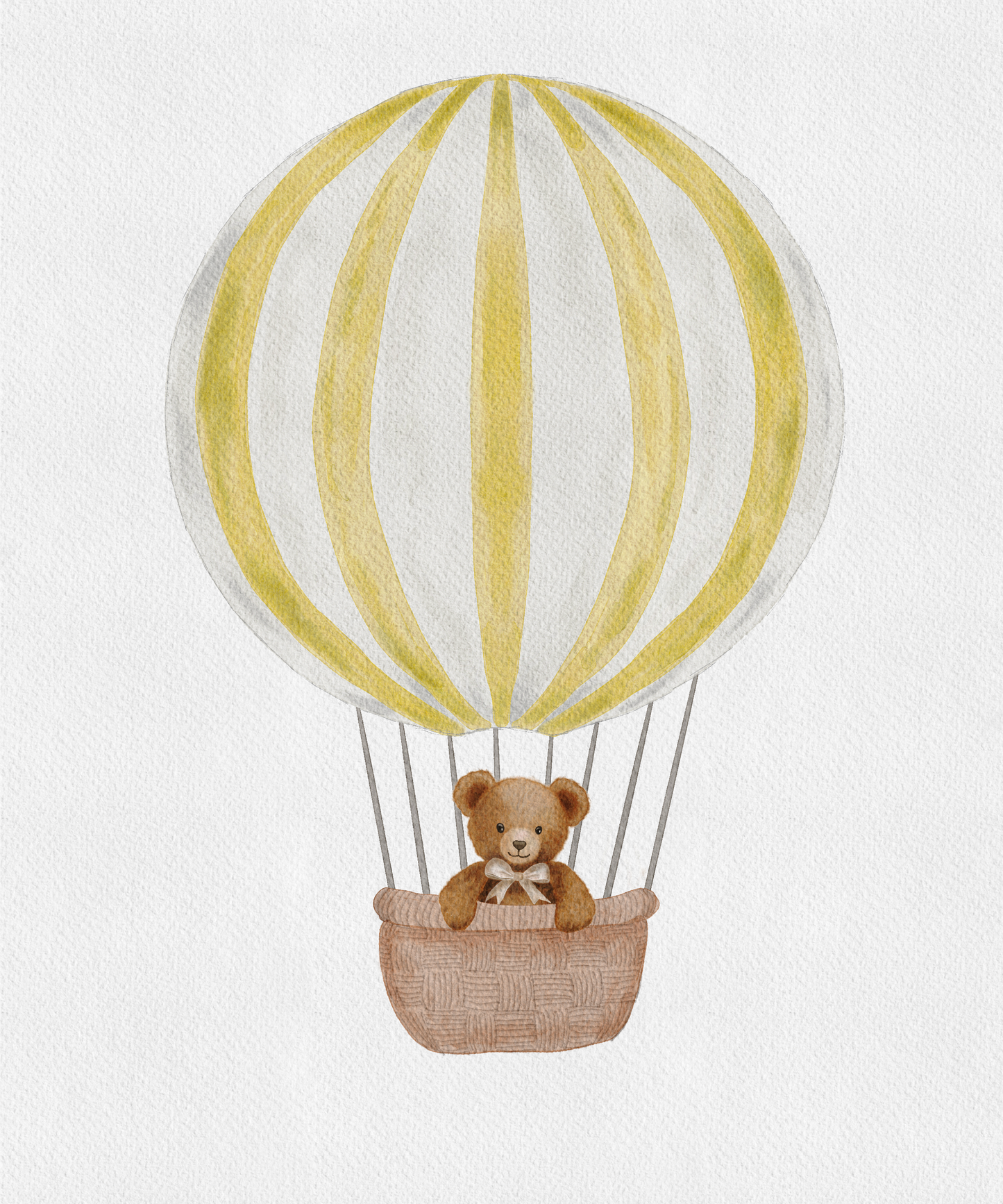 Hot Air Balloon Bear Print - Yellow